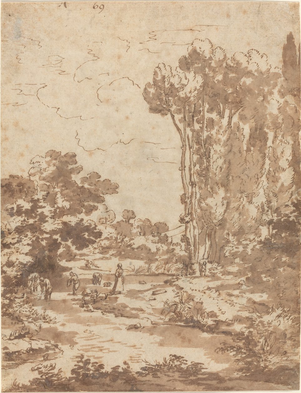 Figures se baignant dans un ruisseau - Nicolas Poussin
