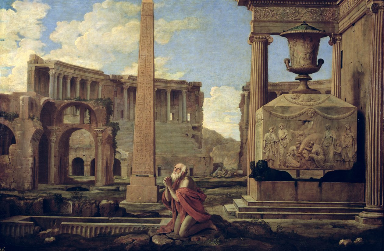 Ermite parmi les ruines - Nicolas Poussin