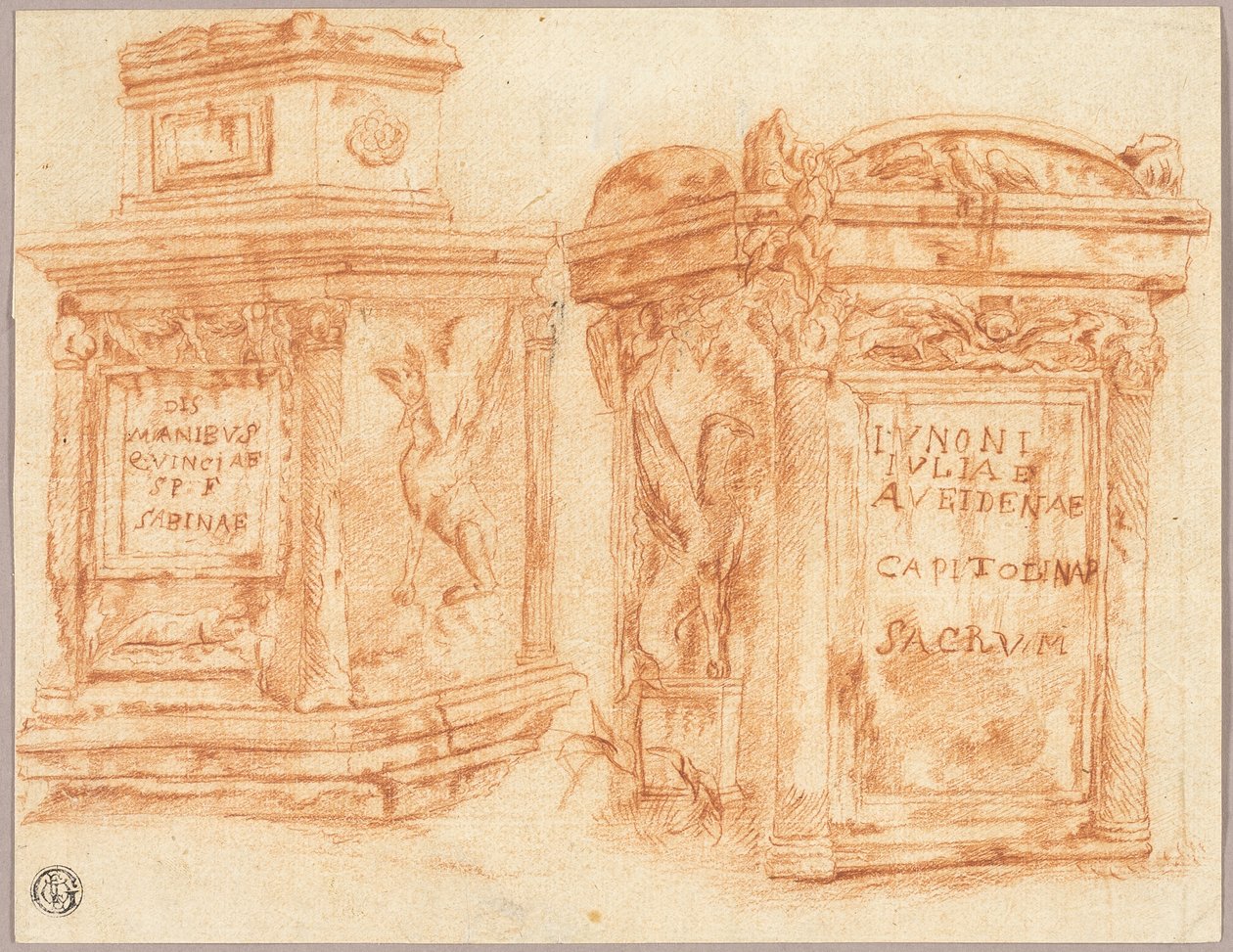 Esquisses de bases inscrites de colonnes romaines - Nicolas Poussin