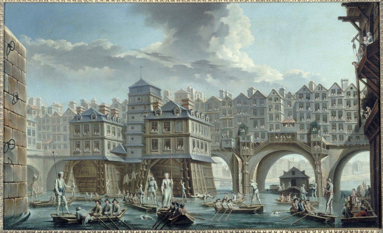 Joute des marins, entre le Pont Notre-Dame et le Pont au Change - Nicolas Raguenet