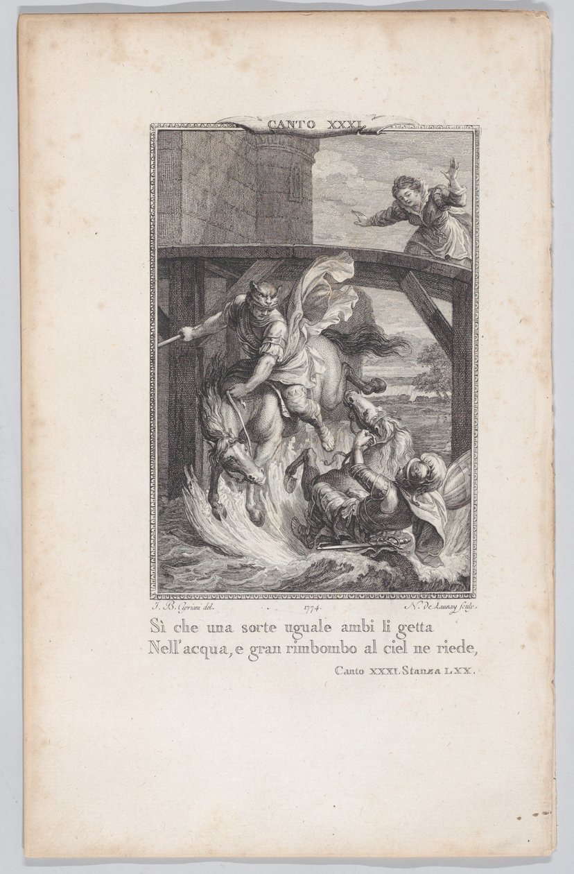 Chant 31, Strophe 70, de Orlando Furioso, 1774 - Nicolas de Launay