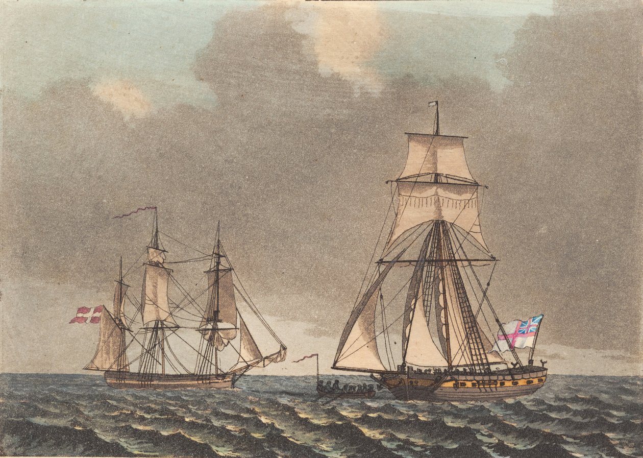 Un corsaire anglais visitant un navire danois qui se lève - Niels Truslew
