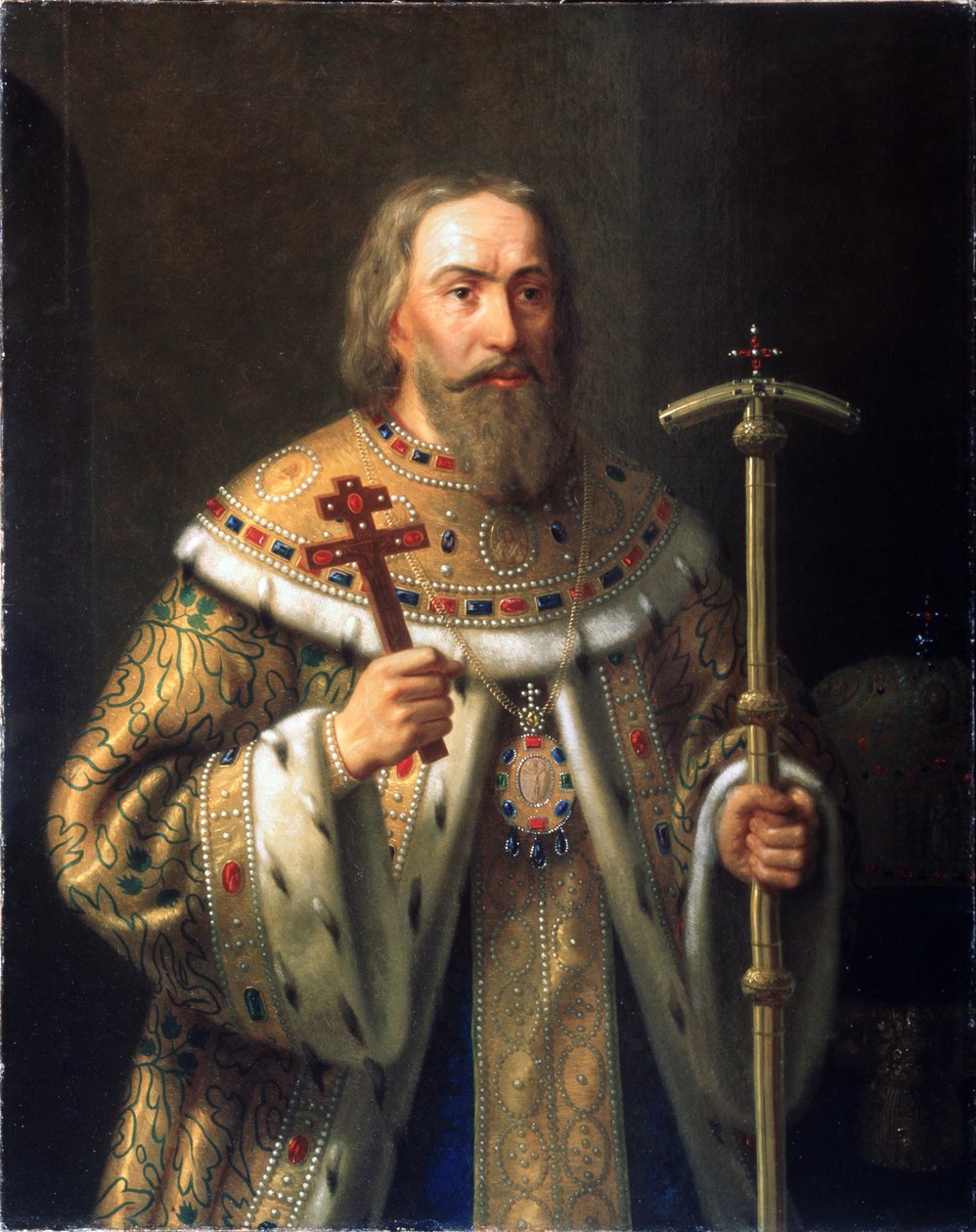 Portrait du Patriarche Filaret de Moscou Fyodor Nikitich Romanov 1553-1633, Milieu du 19ème siècle - Nikanor Leontievich Tiutriumov