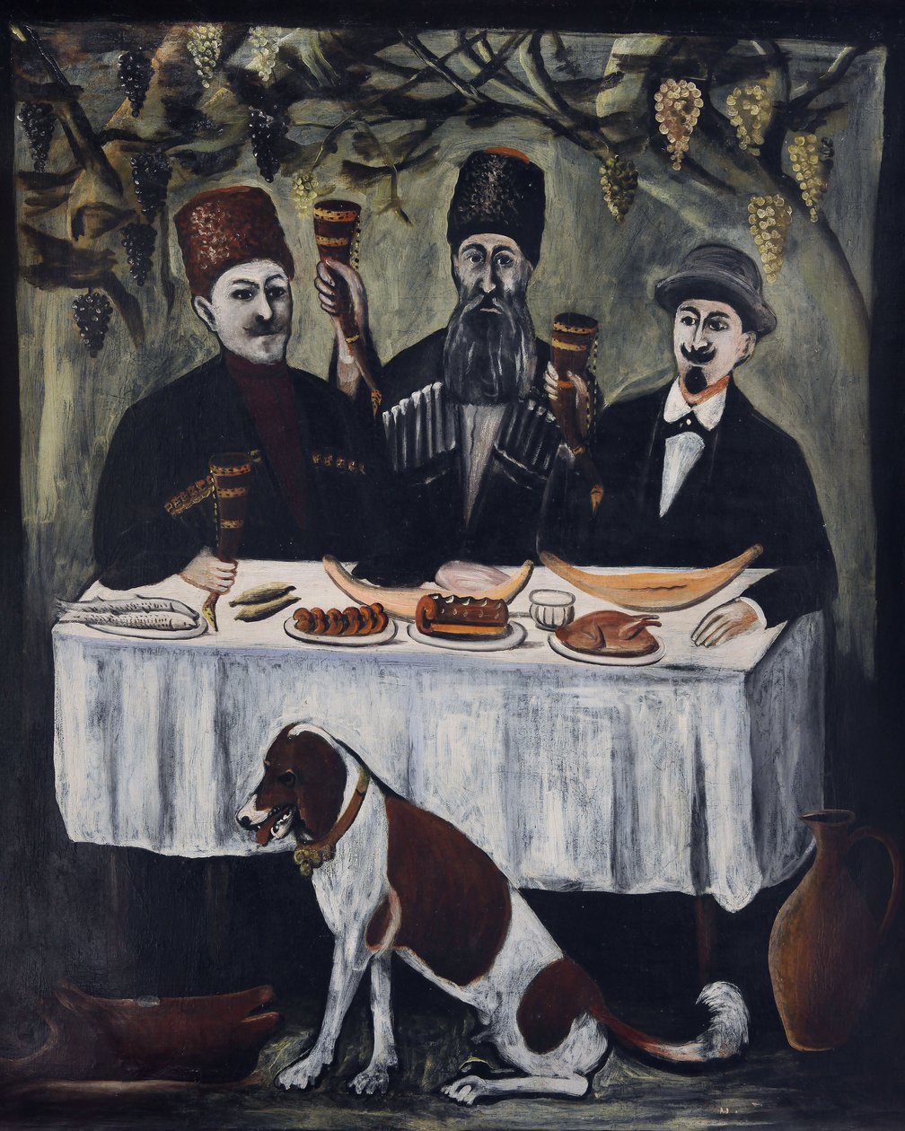 Fête dans une pergola de vigne - Niko Pirosmani