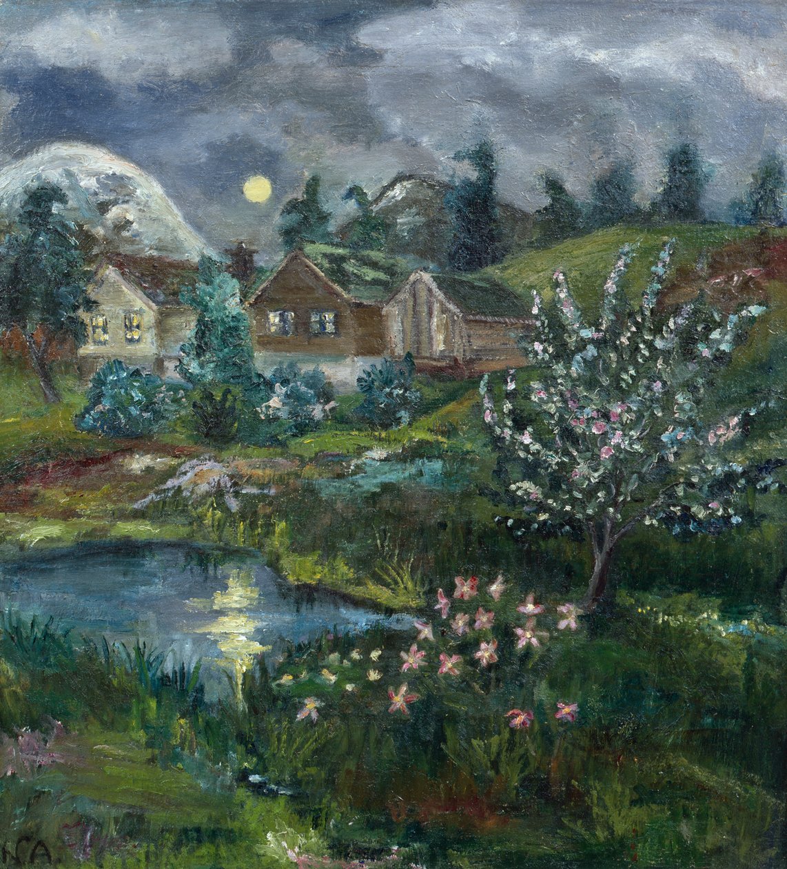 Nuit de printemps avec pleine lune - Nikolai Astrup