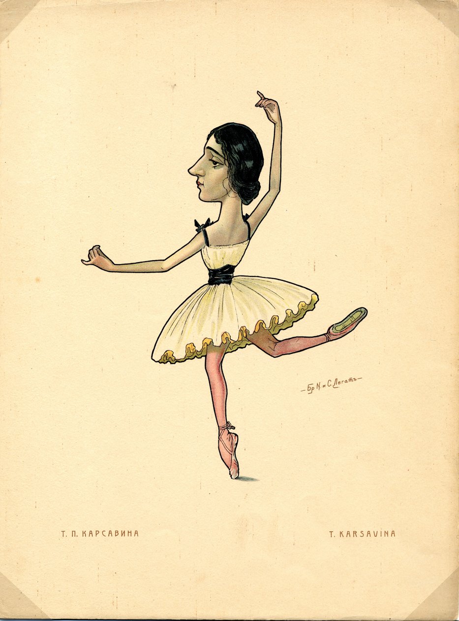 Danseuse de ballet Tamara Karsavina, de : Ballet russe en caricatures, 1902-1905 - Nikolai Gustavovich Legat