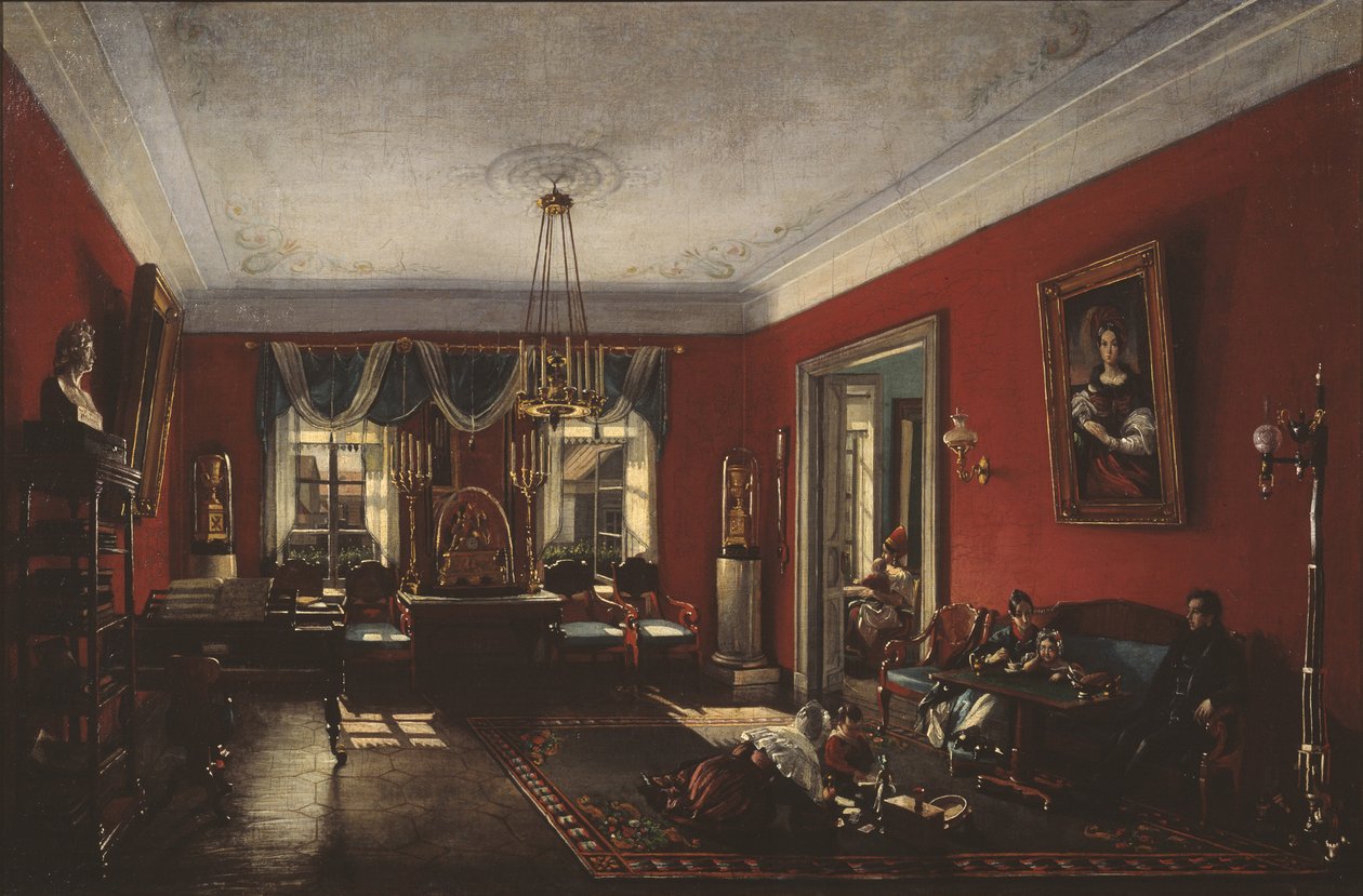 Le salon dans la maison Nashchokin à Moscou - Nikolai Ivanovich Podklyuchnikov