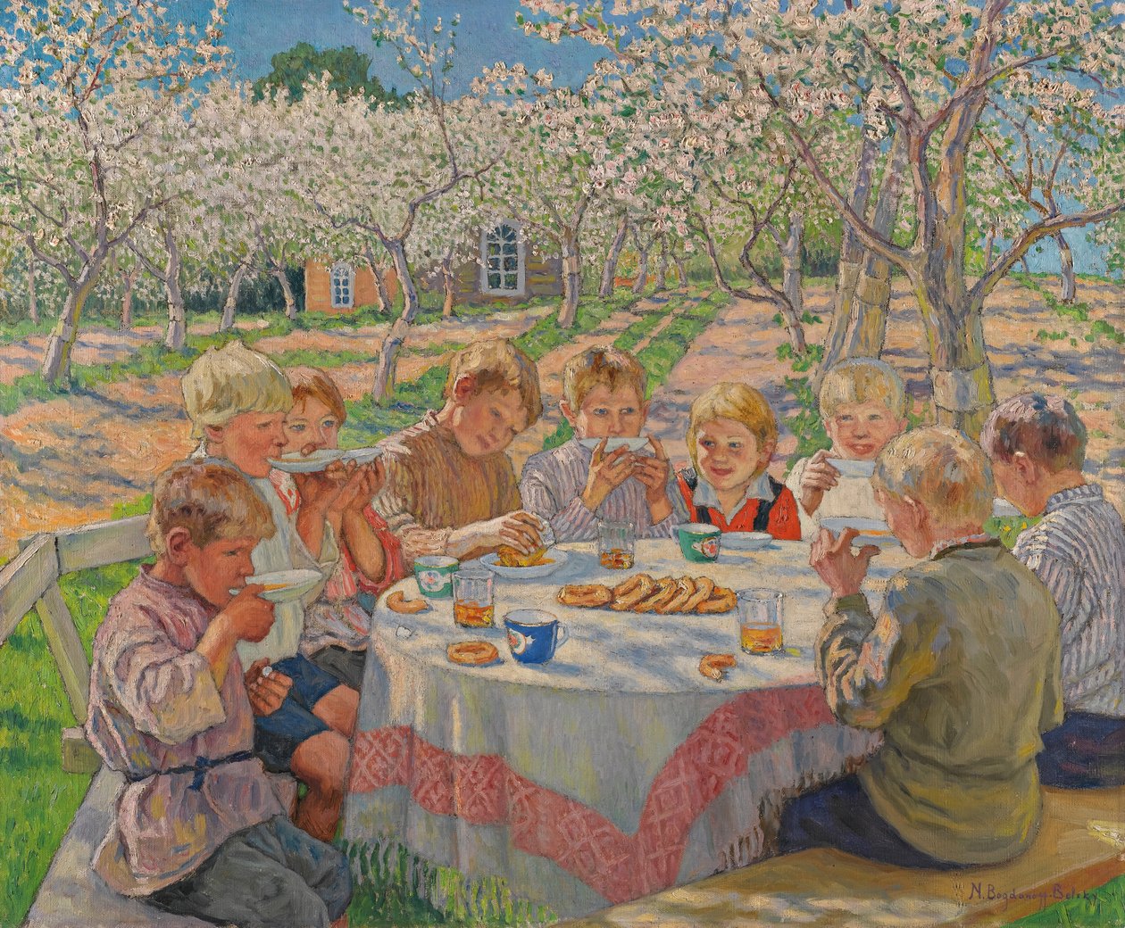 Thé dans le verger de pommiers - Nikolai Petrovich Bogdanov Belsky