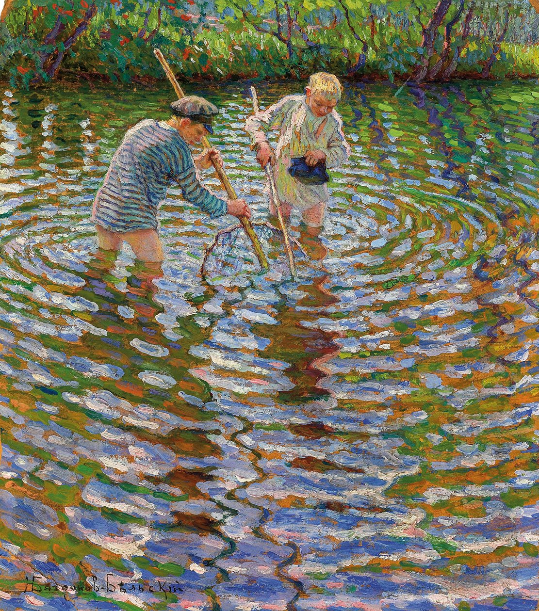Jeunes garçons pêchant des écrevisses - Nikolai Petrovich Bogdanov Belsky