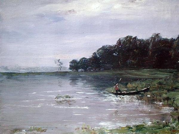 Paysage avec bateau, soir - Nikolay Nikanorovich Dubovskoy