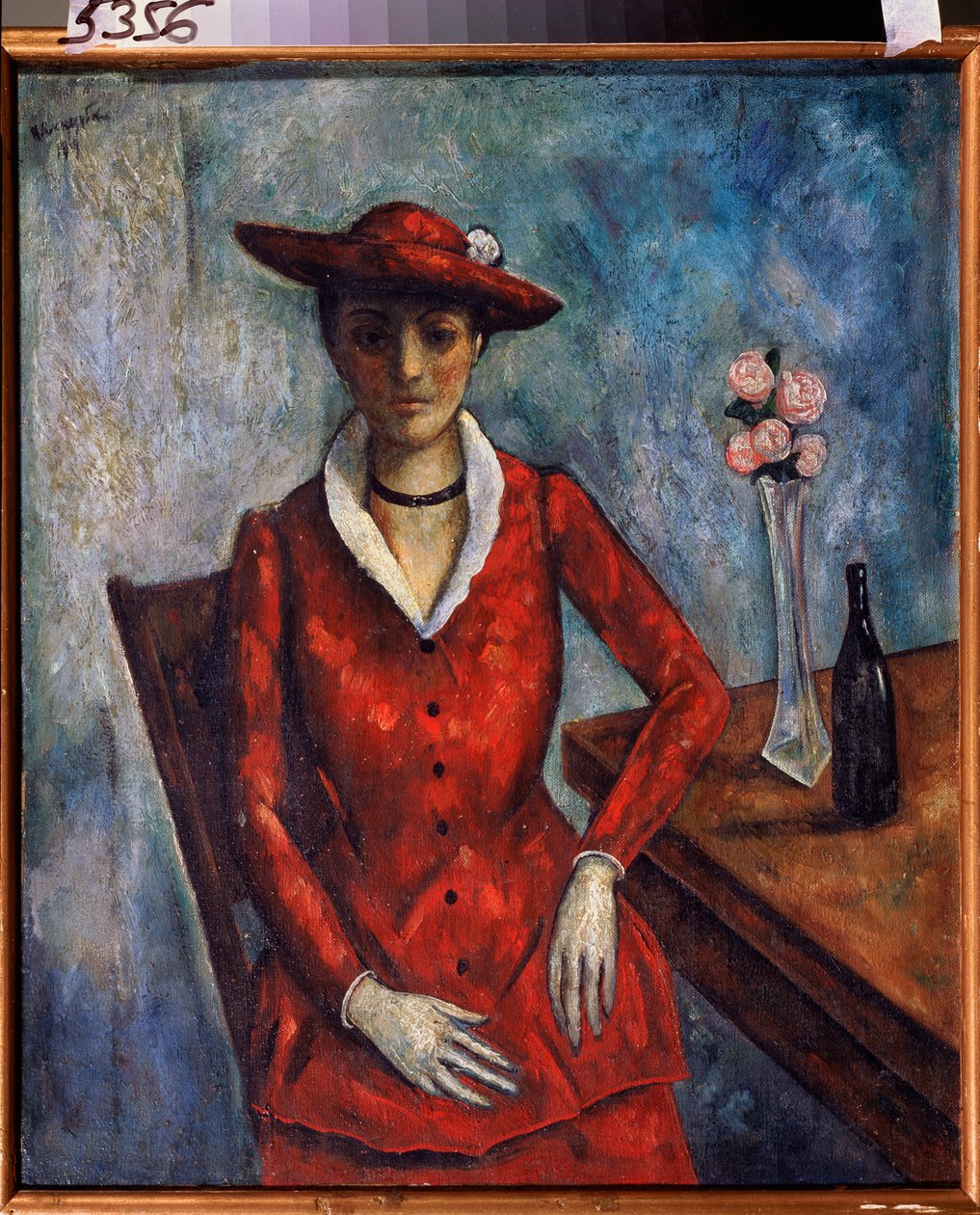 Une femme en rouge - Nikolay Vladimirovic Sinezubov