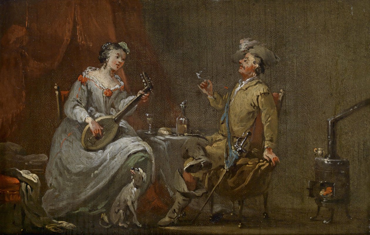 Cavalier et dame jouant du luth - Norbert Joseph Carl Grund