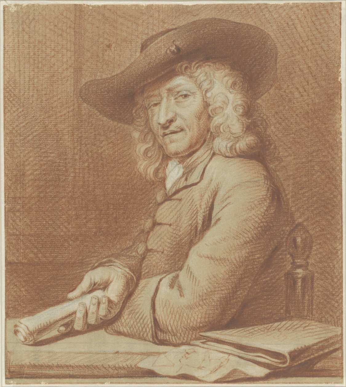Portrait du dessinateur Jan Pietersz. Zoomer, avec chapeau et rouleau de papier - Norbert van Bloemen