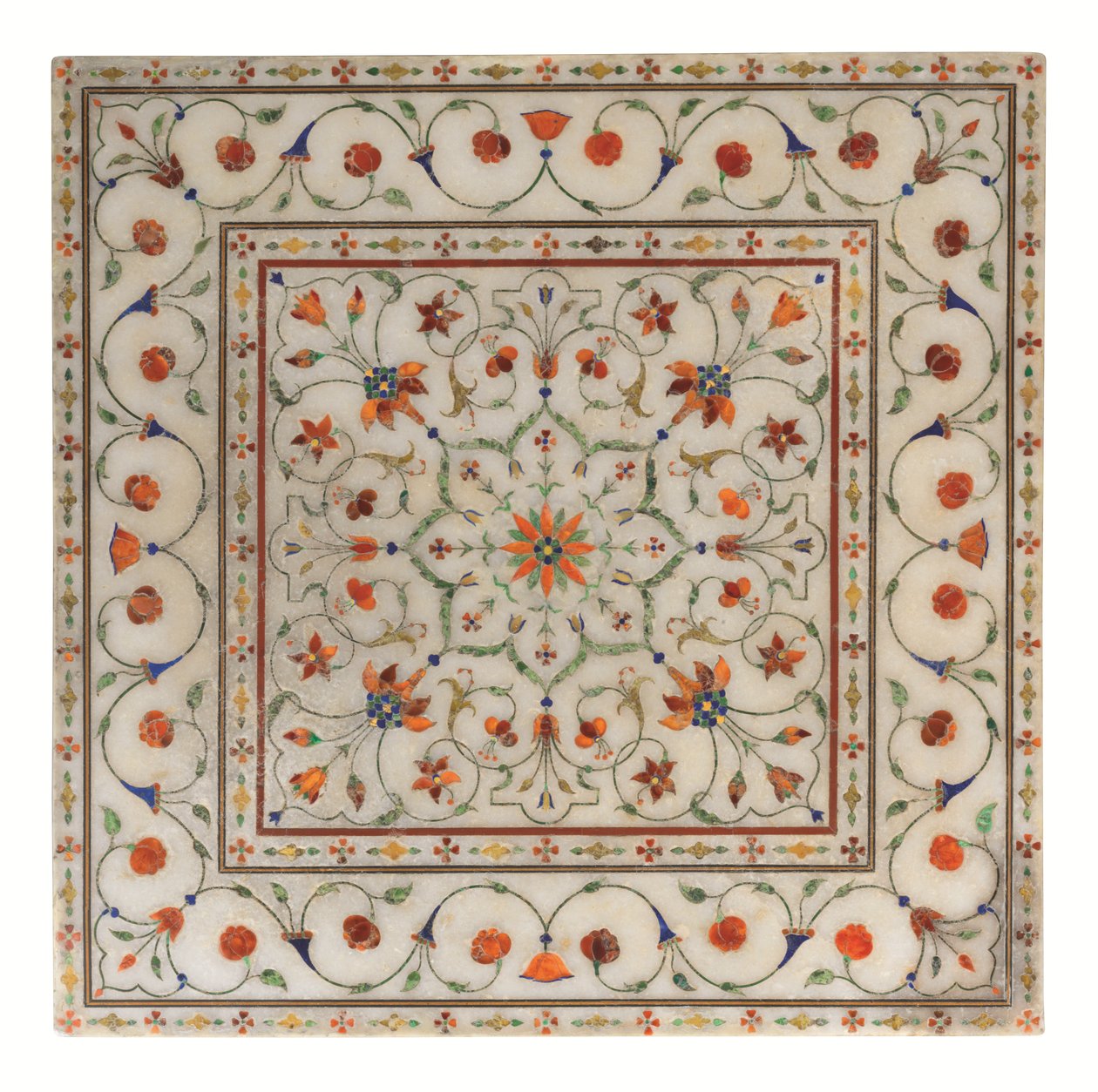 Repose-pied en marbre incrusté de pietra dura moghole, c. 1700 - North Indian School