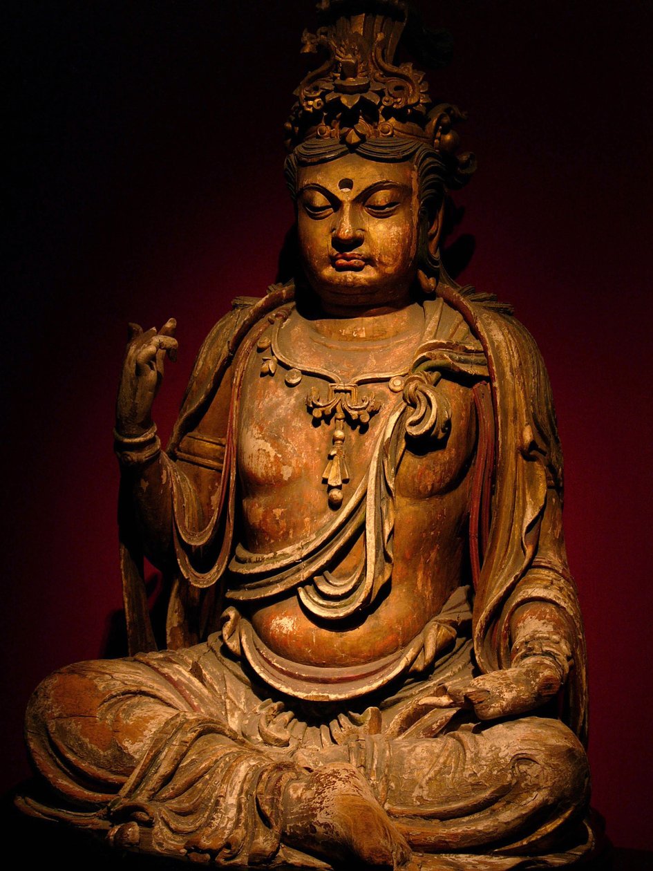 Sculpture en bois peint de Bodhisattva, dynastie Song (960-1279), Musée national de Shanghai. Photographie, Leonard de Selva, Chine, 2006 - Northern Song Dynasty Chinese School