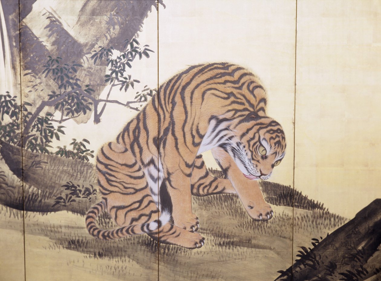 Tigres dans un paysage - Obun Kunii