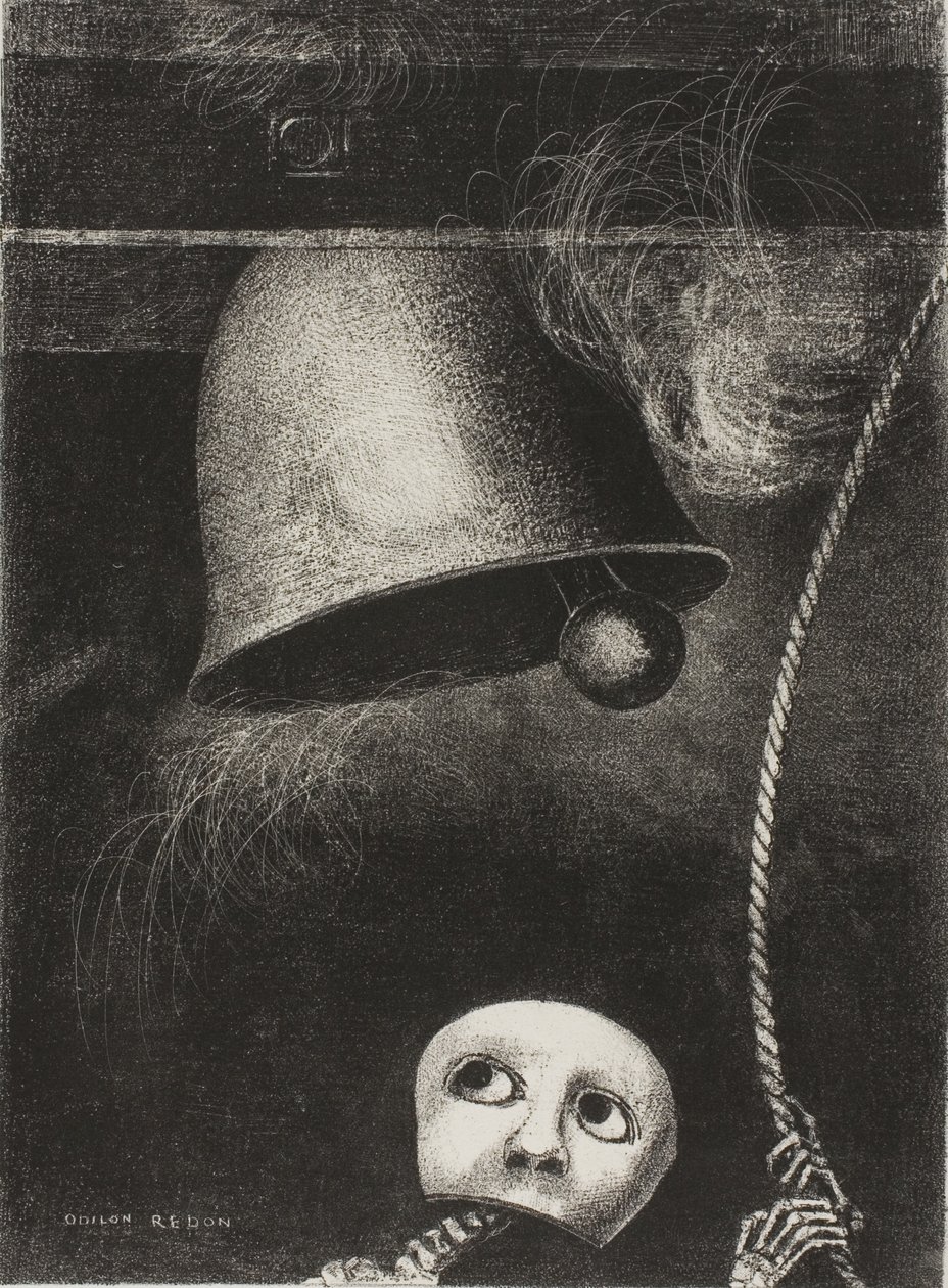 Un masque sonne le glas funèbre, planche trois de À Edgar Poe - Odilon Redon