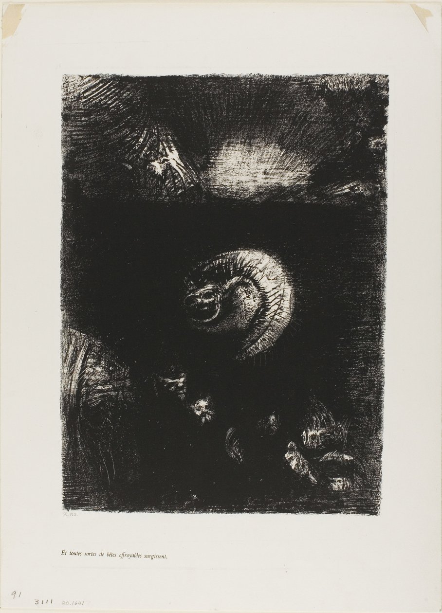 Et toutes sortes de créatures effrayantes surgissent, planche 8 de 10 - Odilon Redon