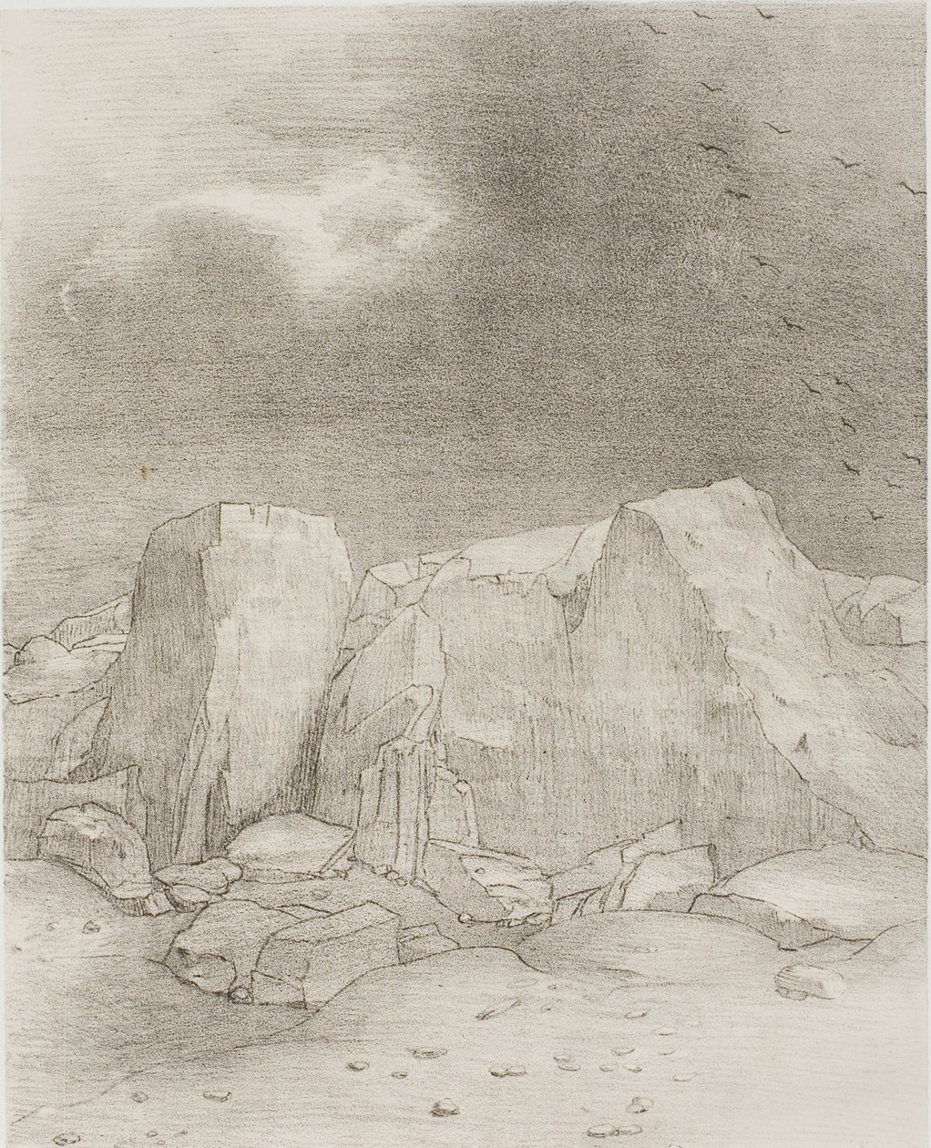 Et il discerne une plaine aride couverte de collines, planche 7 de 24 - Odilon Redon