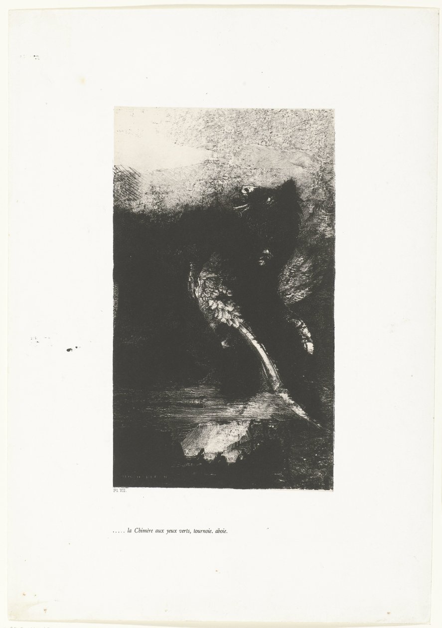 La Chimère aux yeux verts, tournoyant, aboyant - Odilon Redon