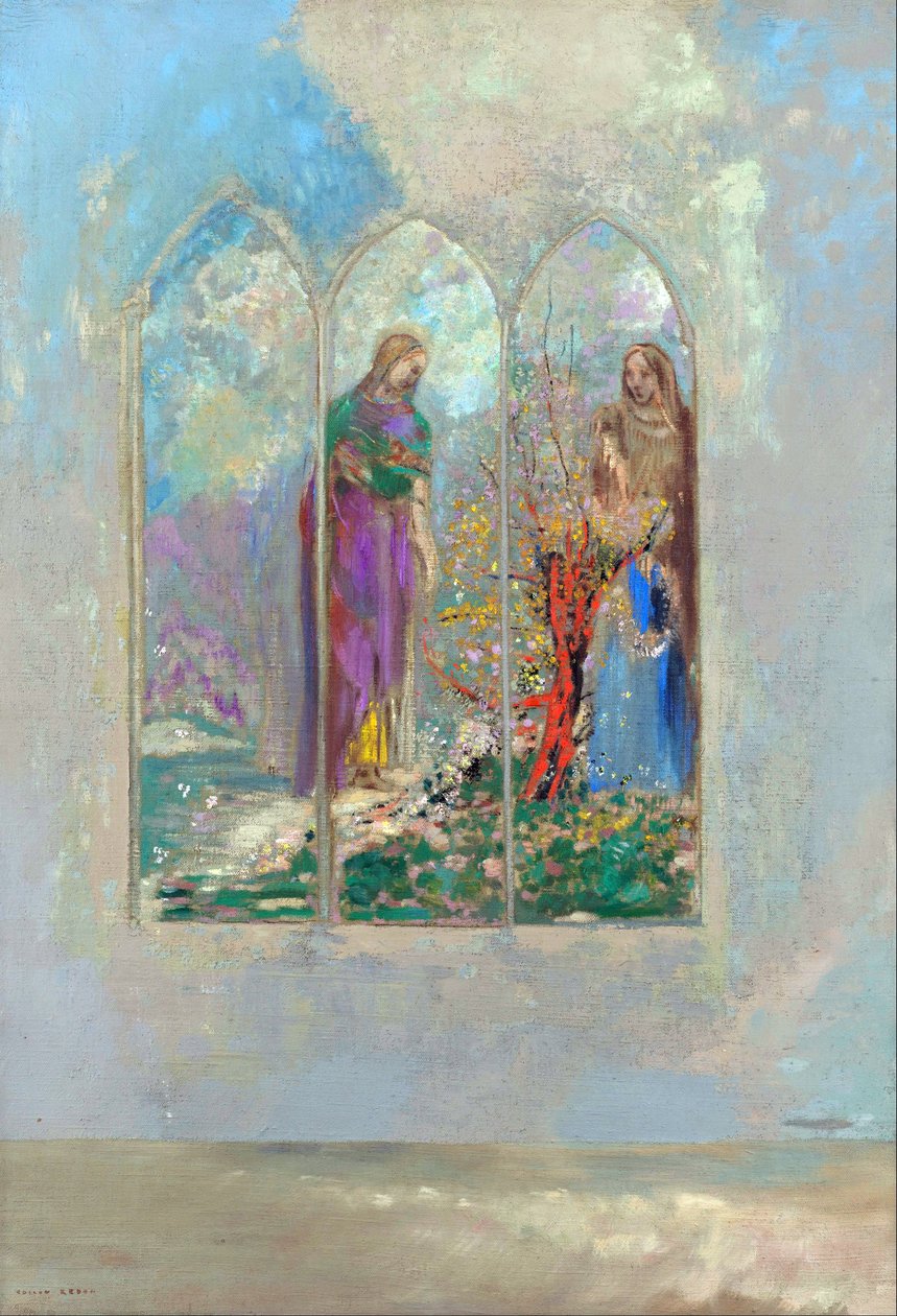 Dévotion devant un buisson rouge - Odilon Redon