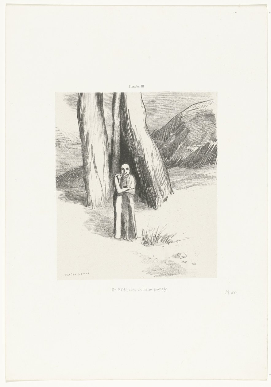 Un fou dans un paysage morne - Odilon Redon