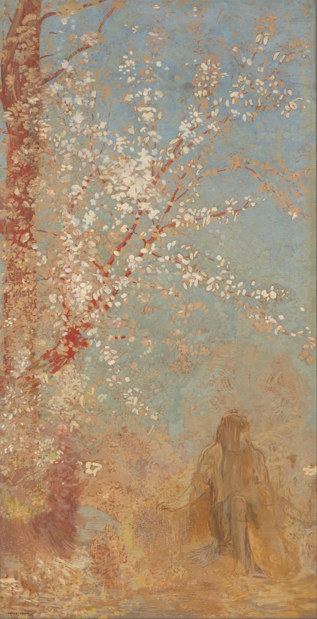 Figur unter einem blühenden Baum - Odilon Redon