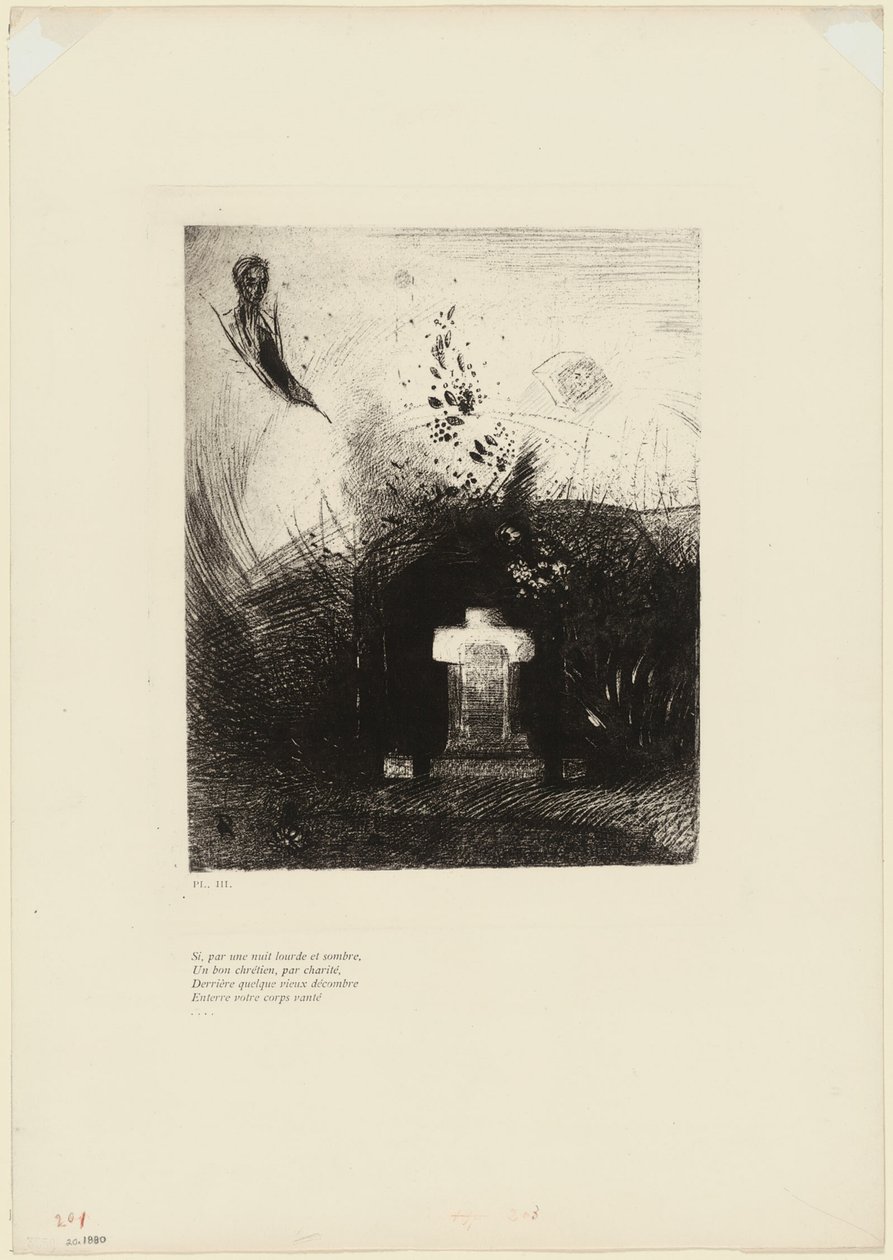 Si par une nuit sombre un bon chrétien, par charité, derrière une vieille ruine, enterre votre corps arqué, planche 4 de 9 - Odilon Redon