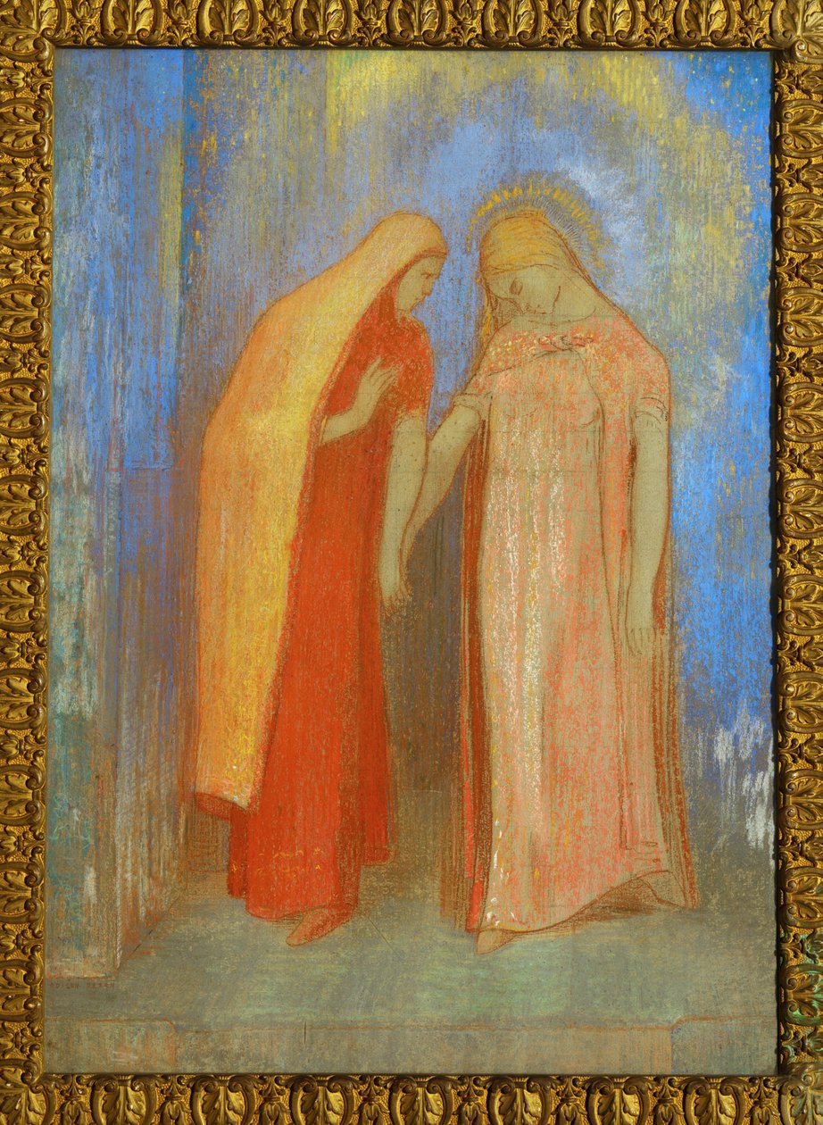 La Visitation - Sainte Marie visite Sainte Elisabeth R (pastel) - Odilon Redon