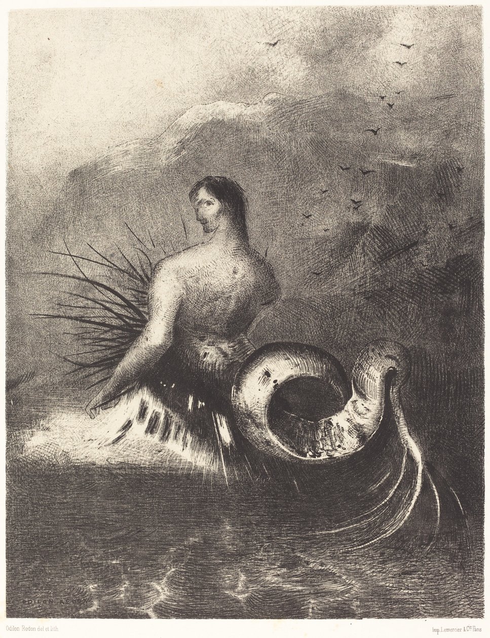 La sirène sortit des flots vêtue de dards - Odilon Redon