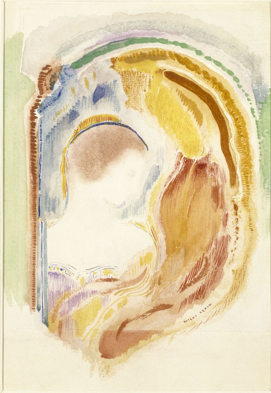 Profil einer Frau nach rechts in einer gebogenen Form - Odilon Redon