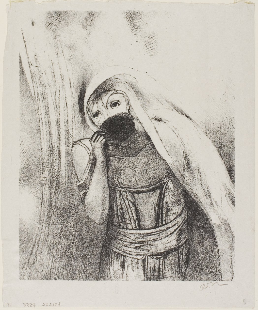 Elle tire de son sein une éponge, parfaitement noire, et la couvre de baisers, planche 8 de 24 - Odilon Redon