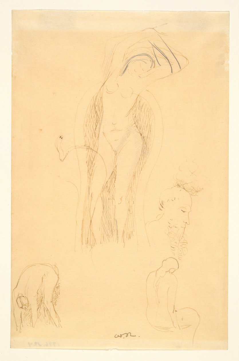 Blatt mit Studien (Nu et Profil Barbu oder Feuille d