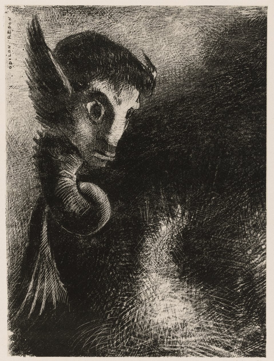 La Chimère regardait toutes choses avec peur, de Nuit - Odilon Redon