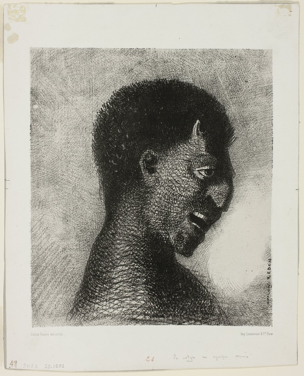 Le satyre au sourire cynique, planche 5 de 8 de "Les Origines" - Odilon Redon