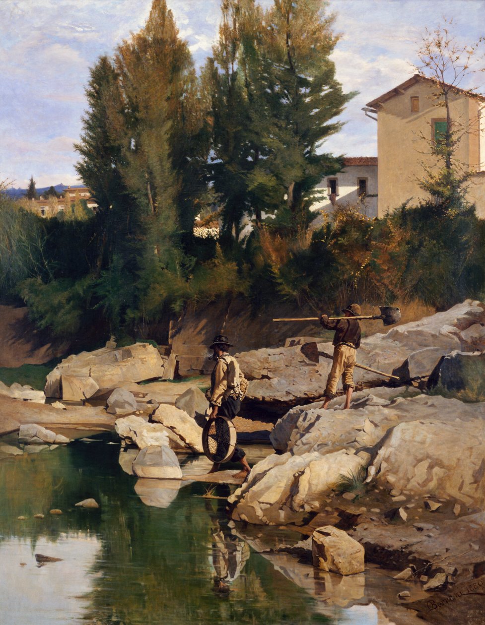 Renaioli (chercheurs de sable) sur la rivière Mugnone - Odoardo Borrani