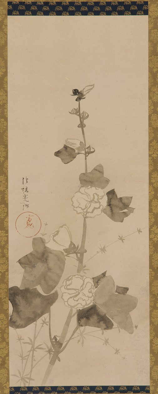 Rose trémière, période Edo, fin 17e-début 18e siècle - Ogata Korin