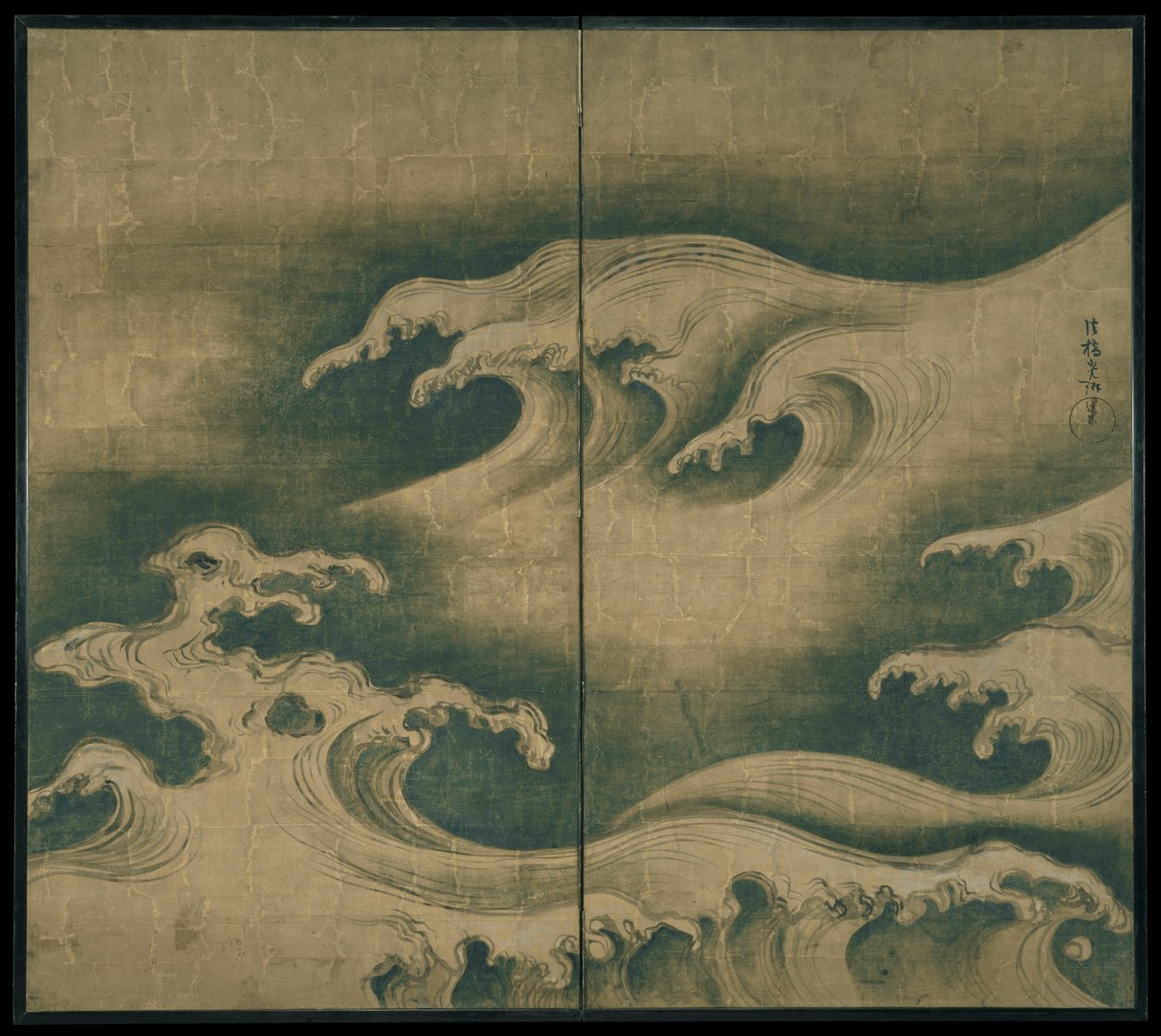 Vagues rugueuses, paravent à deux panneaux, vers 1704-9 - Ogata Korin