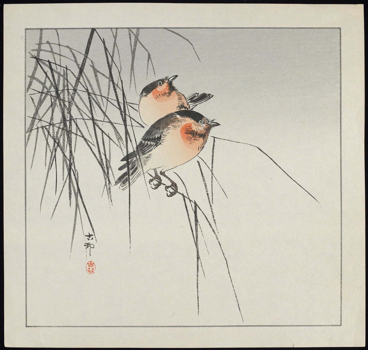 Deux oiseaux sur des roseaux, avant 1912 - Ohara Koson
