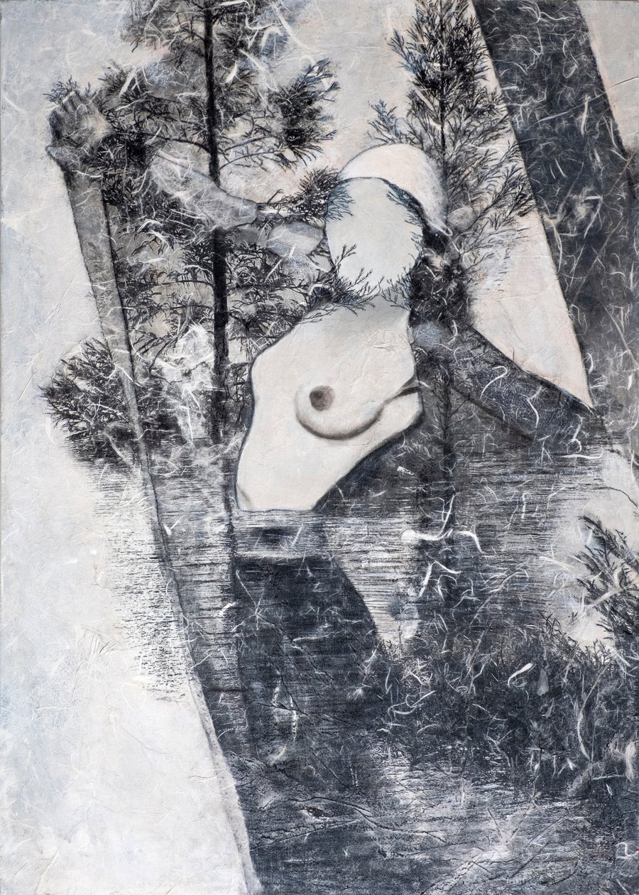 Maschera bianca, 2024(technique mixte sur toile) - Olivia Gozzano