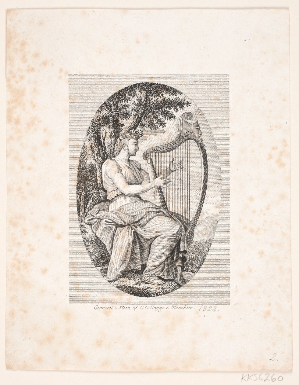 Femme jouant de la harpe - Oluf Olufsen Bagge