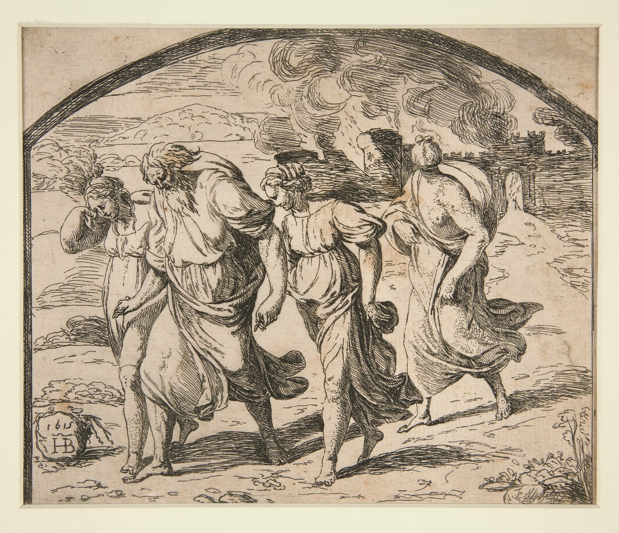 Loth et sa famille fuyant Sodome - Orazio Borgianni