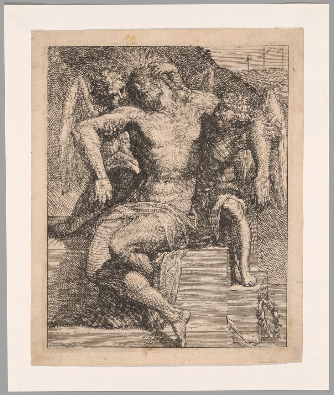 Le Christ mort tenu par des anges - Orazio Samacchini