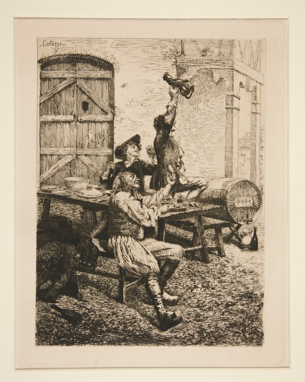 Scène de campagne : Les buveurs - Oreste Cortazzo