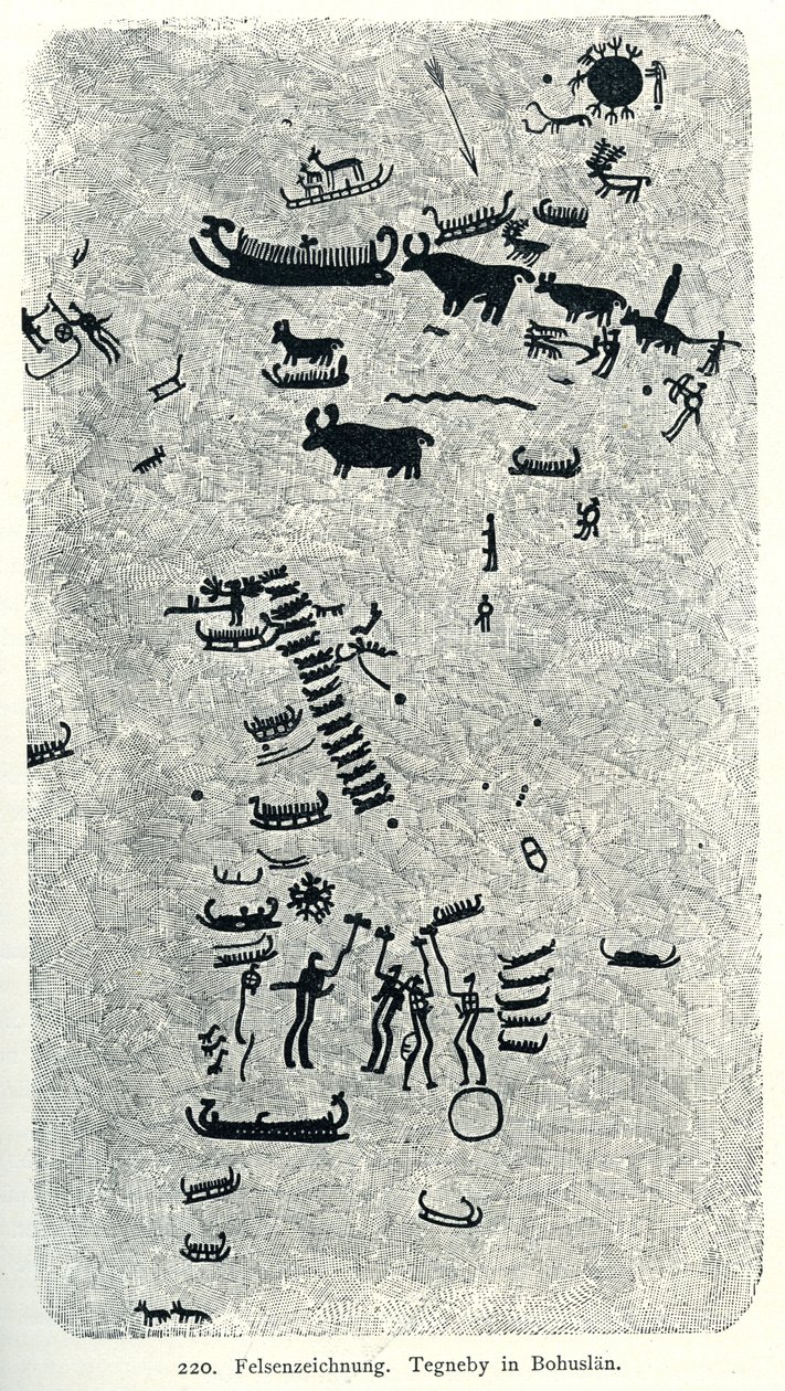 Dessin rupestre Tegneby à Bohuslän - Oscar Montelius