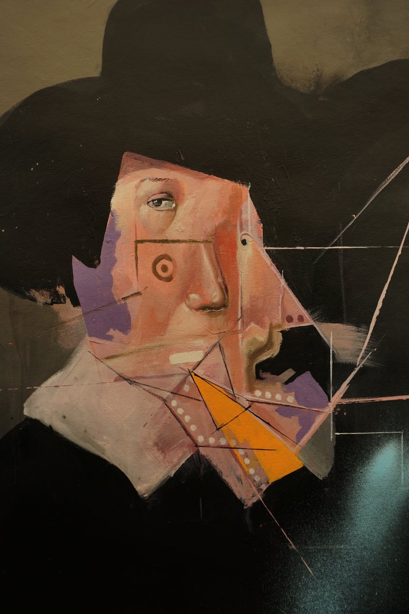 Détail de Se souvenir de Rembrandt, 2019-24 (huile et acrylique sur toile) - Oscar Nin
