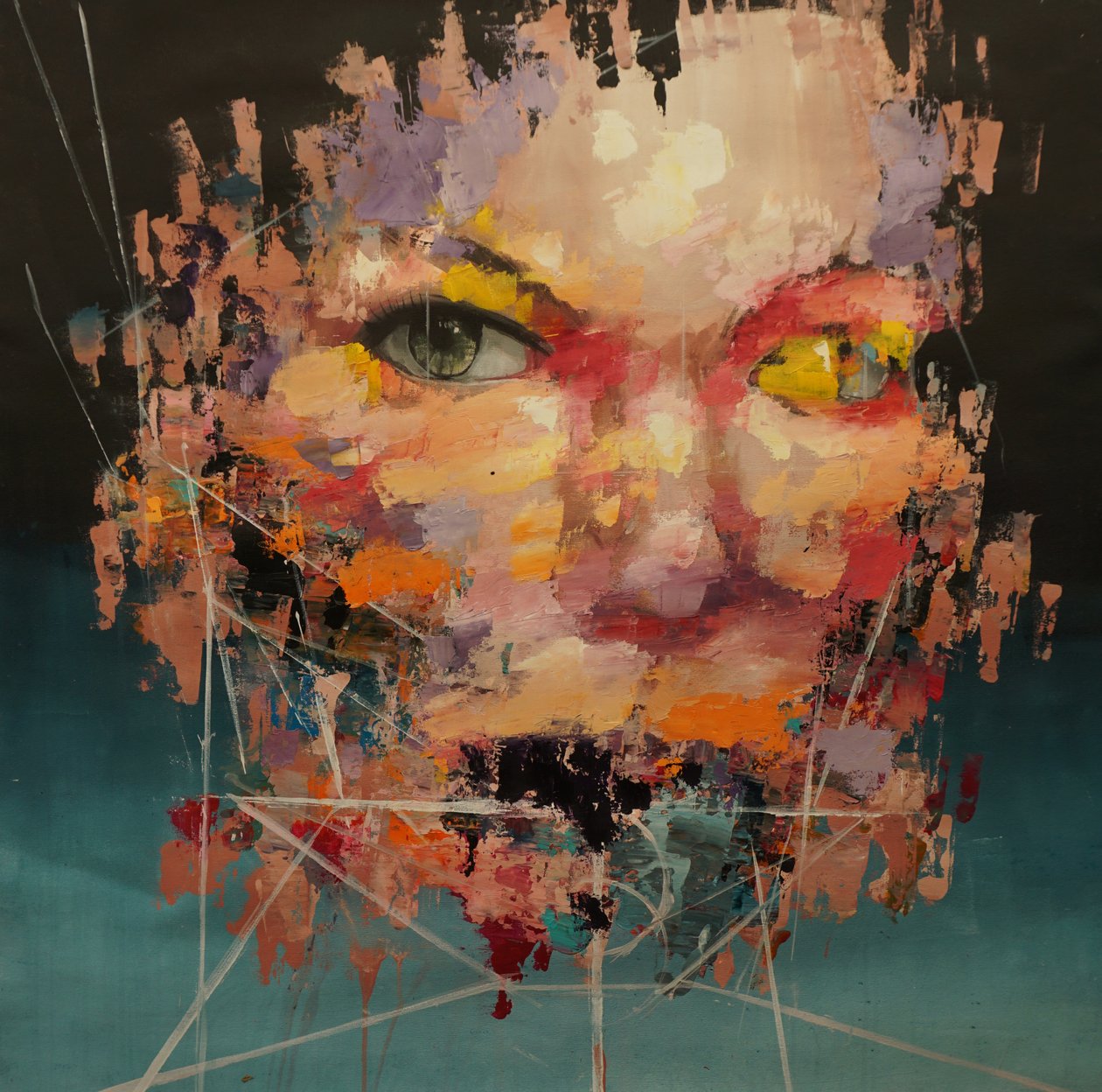 Modèle de couleur déformée 2 , 2018-2025 (acrylique et huile sur toile) - Oscar Nin
