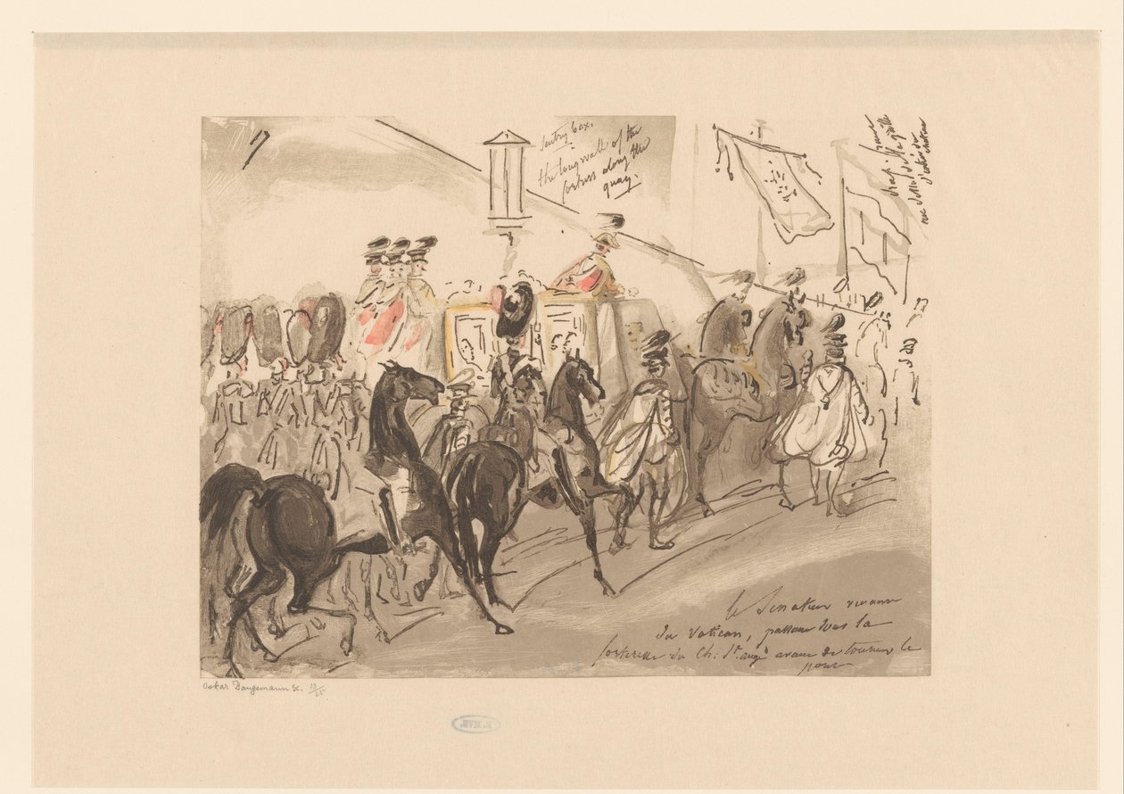Soldats accompagnant une calèche - Oskar Bangemann