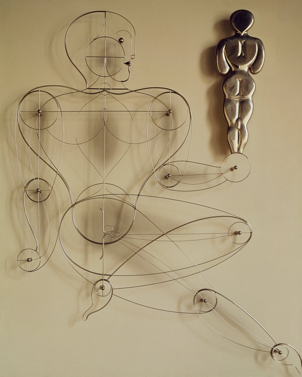 Homo, figure en fil de fer avec figure de dos dans sa main - Oskar Schlemmer