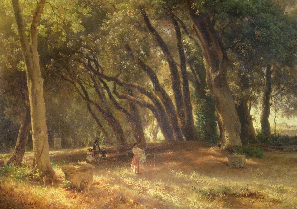 Dans le jardin de la Villa Borghese - Oswald Achenbach